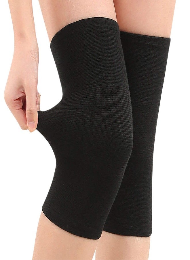 JUMISEE (One Pair) Cotton Knee Sleeves for Knee Support, Circulation Improvement & Pain Relief,Sport Compression for Running, Pain Management, Arthritis Pain Women Men (Black, Medium) - Image 1
